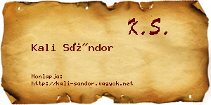 Kali Sándor névjegykártya